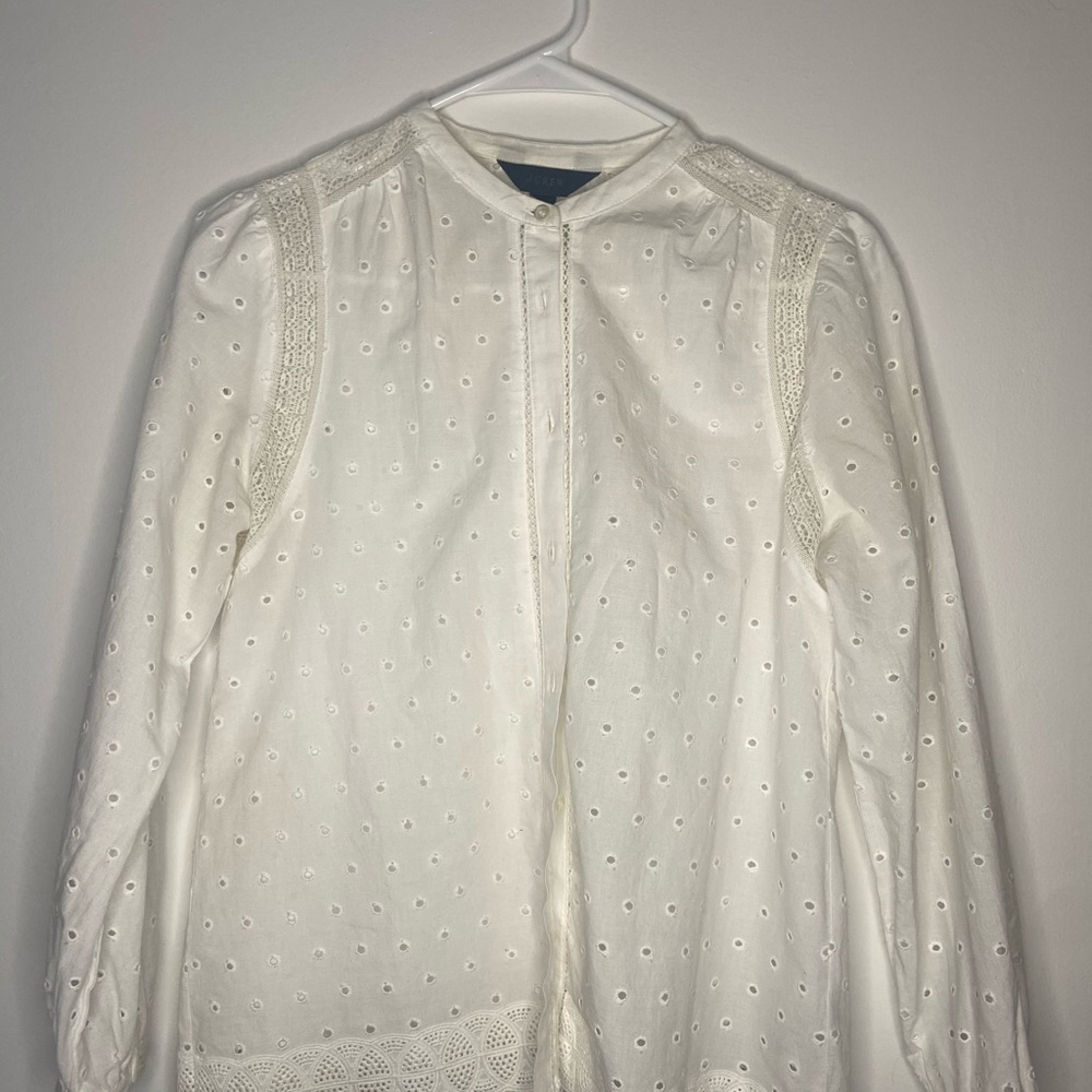 J.Crew white blouse with details
